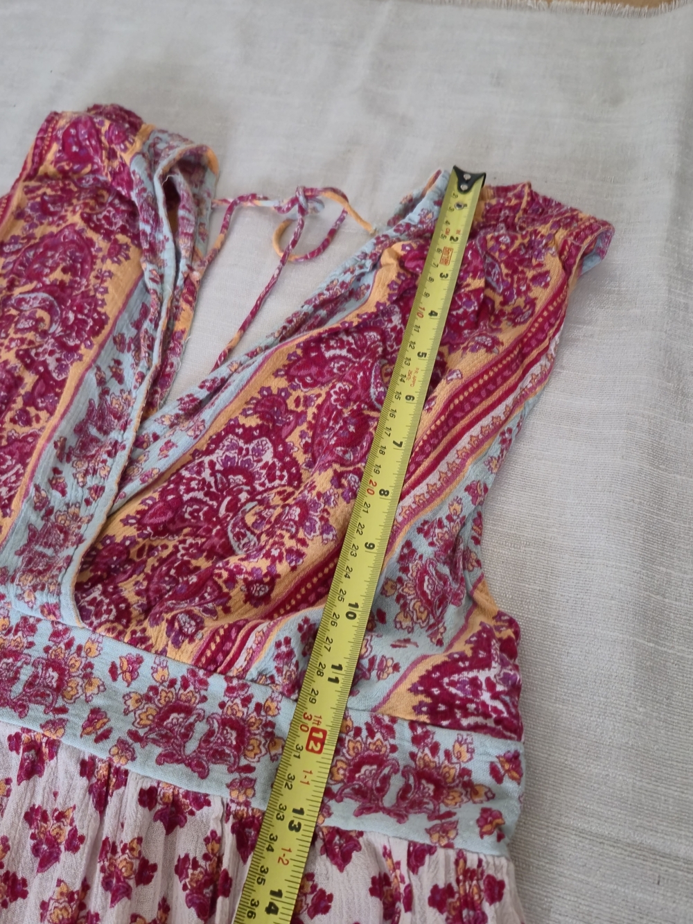 Boho Paisley Crinkle Maxi Dress Pink Yellow Casual Festival, Sun Dress - Picture 10 of 11